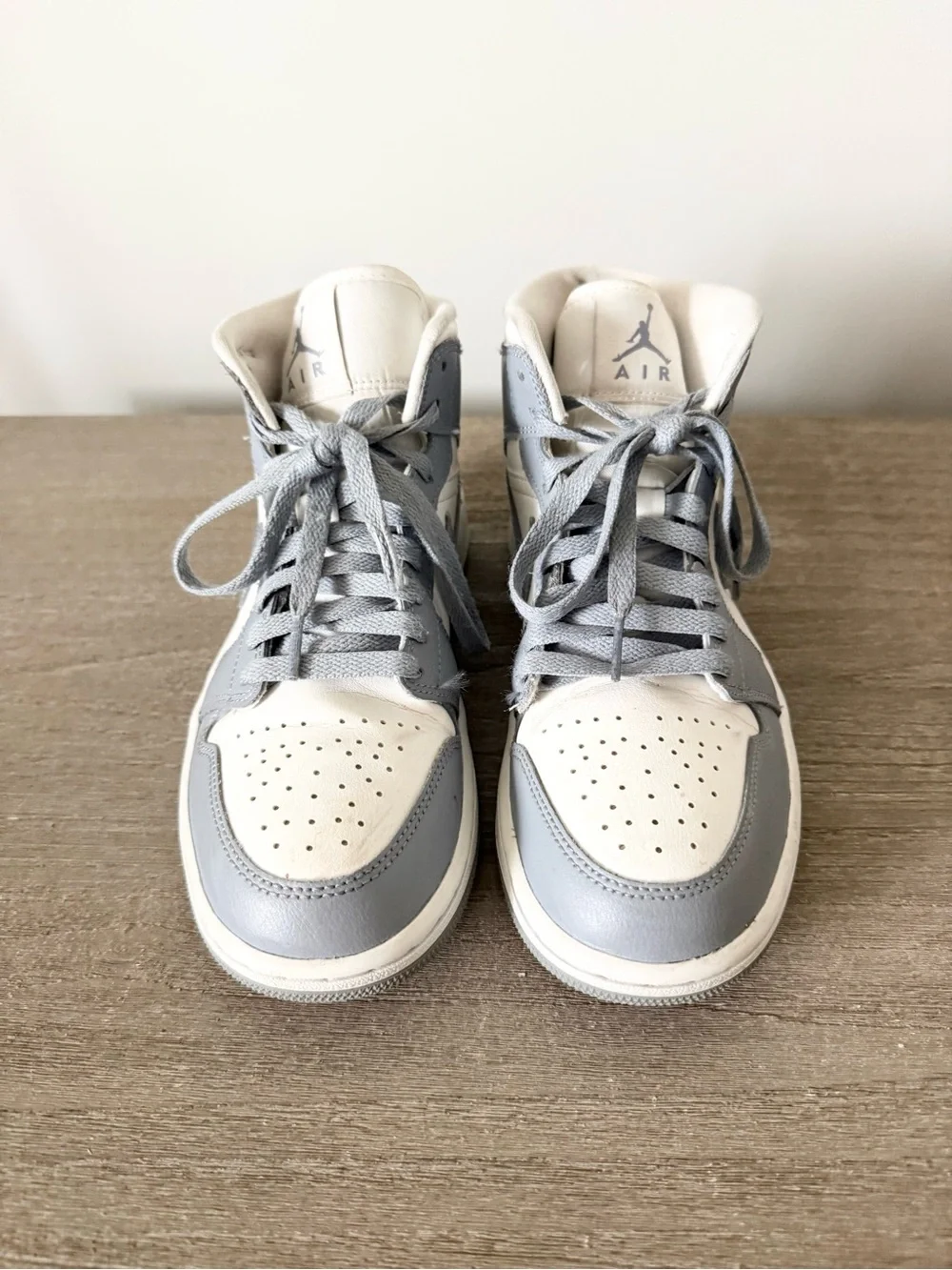 Nike Air Jordan 1 Mid Stealth High Top Sneaker in Gray & White Size 7.5